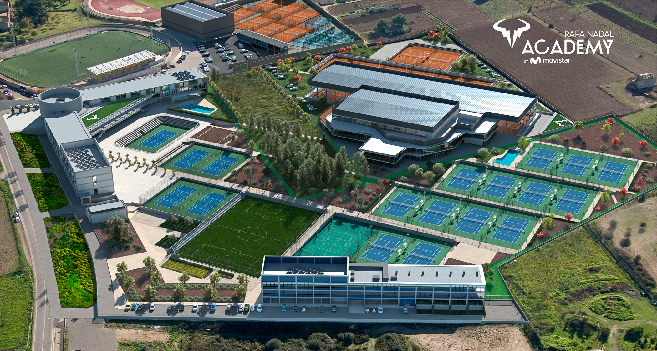Aerial view of a leading junior tennis academy facility